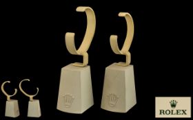 Rolex - Official Original Accessories Pair of Cream Leather Shop Window Watch Display Stands,