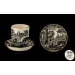 Spode - Black Italian 1816 Design Cup and Saucer / Pin Dish.