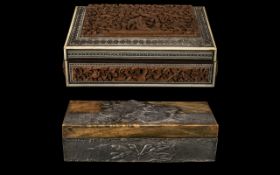 Two Antique Boxes. Anglo-Indian hinged box, highly decorated throughout, measures 8.