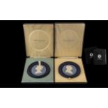 Pair of Wedgwood Three Colour Portrait Medallions, The Queen No. 1026 of 2000 Silver Jubilee 1952-