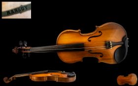 French 1930's Attractive Mansuy Violin, Mansuy Label to Interior,