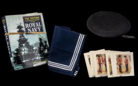 Royal Navy Interest set dress uniform cards, navy collar and navy blue beret.