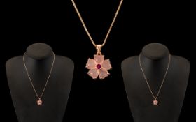 Sterling Silver Pendant And Necklace In A Rose Gold Finish,