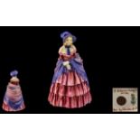 Royal Doulton Early Hand Painted Figure ' A Victorian Lady ' Pink / Purple Colour way.