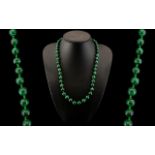 Malachite Necklace, good vintage piece of good colour and quality, in graduating form.