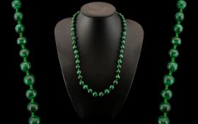 Malachite Necklace, good vintage piece of good colour and quality, in graduating form.