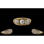 Superb 18ct Gold Three Stone Diamond Set Ring, the three cushion cut diamonds, of superb colour