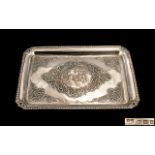 Edwardian Period Superb Quality Silver Embossed Tray,