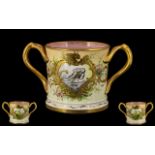 Coalport - Late 19th Century Very Fine Quality Hand Painted Twin Handle Loving Cup. Date 1896.