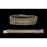 Heavy Sterling Silver Good Quality Weave Pattern Band Bracelet of Solid Construction with Concealed