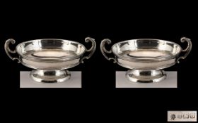 Pair of Matching Silver Twin Handled Bowls dated Birmingham 1912. Lovely design.