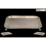 Victorian Period 1837 - 1901 Superb Quality Sterling Silver Rectangular Footed Tray ( Waiter Drinks