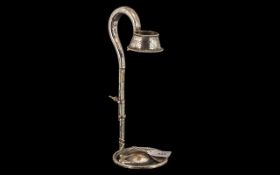 Victorian Silver Plated Adjustable Wine Bottle Stand with an engraved, ferrule shaped cowl top; 12