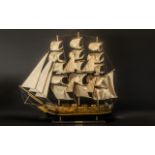 Fragata Siglo XVIII Impressive and Large Wooden 19th Century Spanish Model Sailing Ship of Excellent