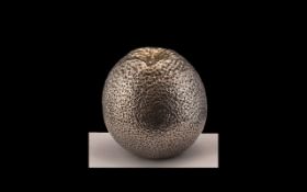 Large Silver Novelty Peach, Fully Hallmarked for Silver. 3 Inches High. Weight 304 grams.