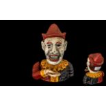 Cast Money Box in the form of a clown/jester. Please see images.