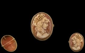 9ct Gold Cameo Brooch. Fully hallmarked cameo brooch, lovely quality and condition.