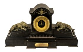 French Black Marble Antique Mantle Clock,