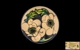 Moorcroft Hand Painted Tube lined Circular Pin Dish / Coaster ' Snow Song ' Design.