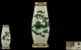 Royal Worcester Excellent Hand Painted Chinoiserie Pattern Porcelain Enamelled Vase,