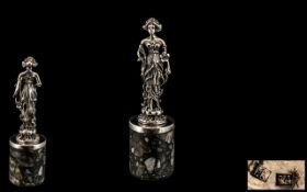 Russian Silver Cast Lady on Marble Base fully hallmarked silver.