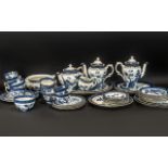 Large Collection of ( 67 ) Booths Blue & White Part Dinner Service Ware, To Includes 6 x Dinner