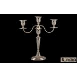 Edwardian Period Fine Quality - Sterling Silver Impressive 3 Branch Candelabra of Classical