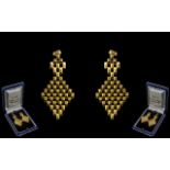 Ladies High Quality Pair of 18ct Gold Drop Earrings.