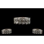 18ct White Gold Double Row Half Eternity Ring, set with Marquise Shaped Diamonds, estimated
