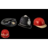 Collection of Hats/Helmets. Comprising: Police Helmet, Horse Racing Cap; and RAF Beret with Badge.