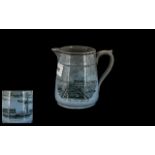 Rare Lytham St Annes Interest, Blue Glazed Antique Transfer Printed Cream Jug circa 1860s,