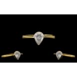 18ct Gold Diamond Ring set with a single brilliant cut pear shaped diamond est diamond weight 0.