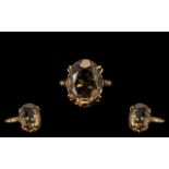 Ladies 9ct Gold Single Stone Topaz Set Ring - Gallery Setting. The Faceted Topaz of Est Weight 5.