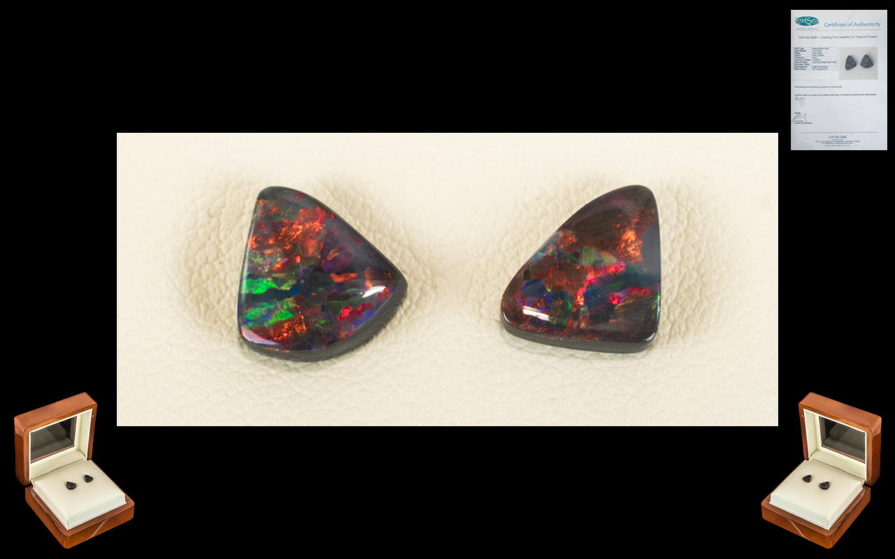 Lightning Ridge Loose Black Opals. A pa