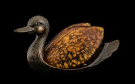 Reproduction Bedside Bronze Lamp In the Shape of a Duck,