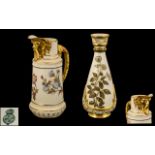 Royal Worcester - Excellent Quality Hand Painted Tapered Vase with Reticulated Spout and Decorated