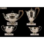 Art Nouveau Design Superb Quality Sterling Silver ( 4 ) Piece Tea Service. Of Wonderful Design and