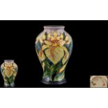 Moorcroft - Modern Tube lined Vase of Waisted Form ' Gala Lily ' Vase. Designer Emma Bossoms.