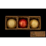 Victorian Period Orme and Sons Black friars St Manchester Boxed Set of Ivory Billiard Balls. c.