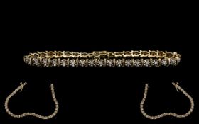 9ct Diamond Tennis Bracelet Set with 37 Flower Head Set Diamonds, Very Attractive. 7.