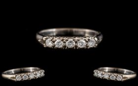 14ct White Gold Attractive 5 Stone Diamond Set Ring. Marked 14ct to Interior of Shank.