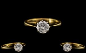 18ct Yellow Gold Single Stone Diamond Set Ring. Full Hallmark for 750 - 18ct.