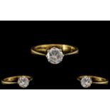 18ct Yellow Gold Single Stone Diamond Set Ring. Full Hallmark for 750 - 18ct.