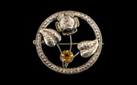 Scottish Silver and Citrine Brooch.