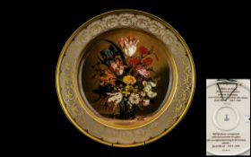 Large Transfer Printed German Porcelain Charger, Depicting Flowers In a Vase,