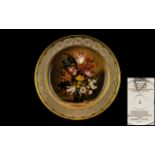 Large Transfer Printed German Porcelain Charger, Depicting Flowers In a Vase,