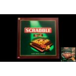 Mattel - Delux Boxed Scrabble Board Game with Rotating Board, Wooden Tiles, Instruction Book,