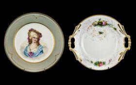 Two French Limoges Antique Porcelain Decorated Plates,