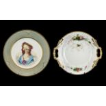 Two French Limoges Antique Porcelain Decorated Plates,