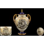 Royal Worcester Hand Painted Ltd and Numbered Edition Twin Handle Lidded Vase,
